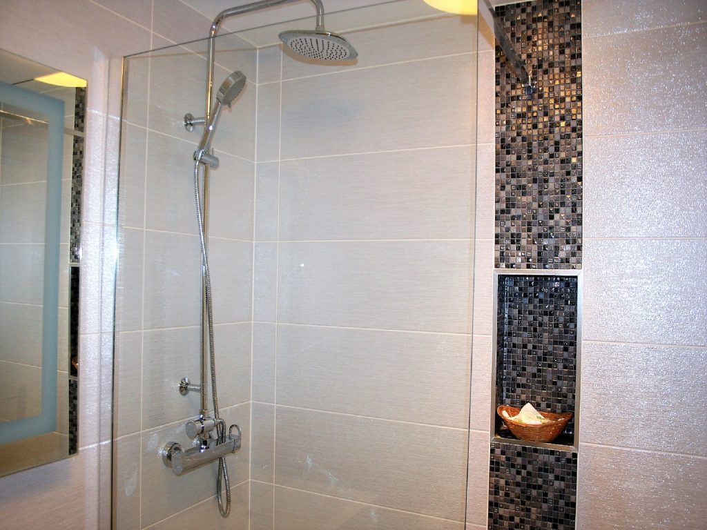 Modern walk-in rain shower