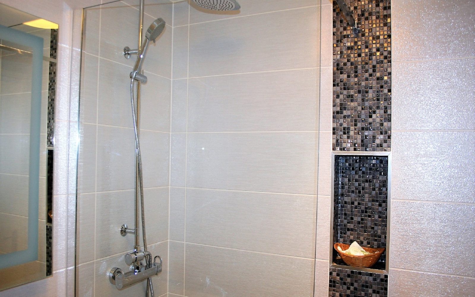 Modern walk-in rain shower