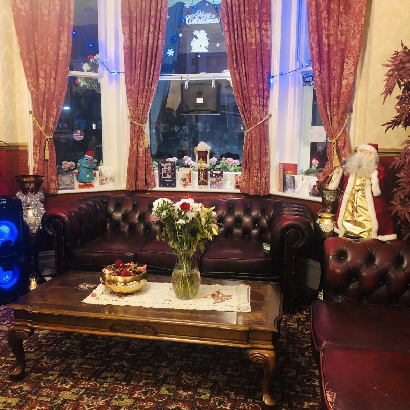Relaxing in the guest lounge